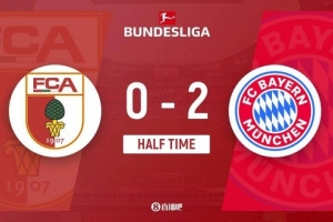 半场-拜仁暂2-0奥格斯堡 迪亚斯破门+空门不进 格纳布里建功